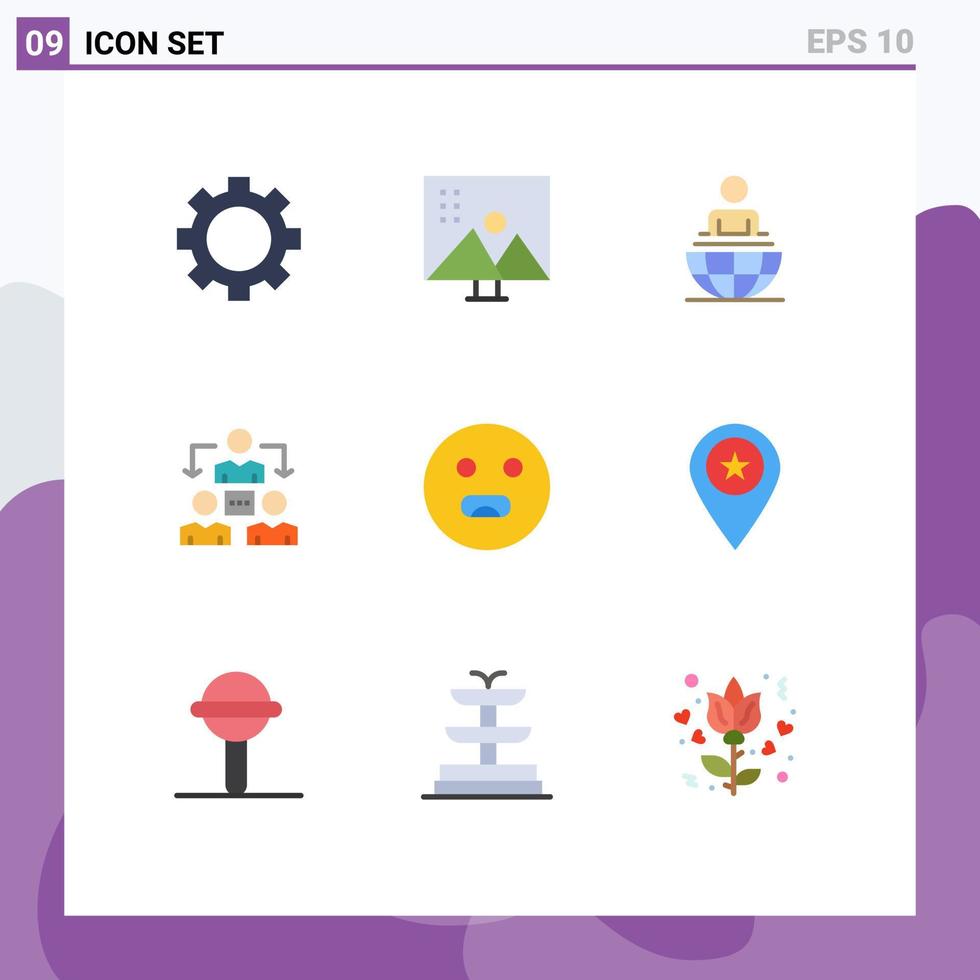 användare gränssnitt packa av 9 grundläggande platt färger av emojis kontor Foto retuschering möte modern redigerbar vektor design element