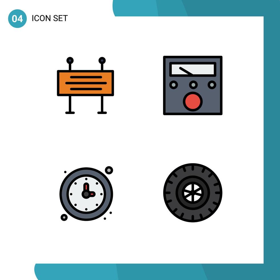 användare gränssnitt packa av 4 grundläggande fylld linje platt färger av konstruktion baner tid under konstruktion barriär voltmeter Kolla på redigerbar vektor design element