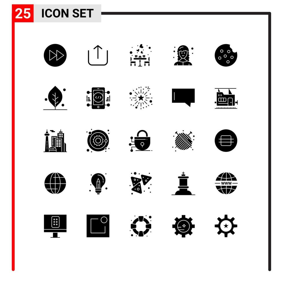 uppsättning av 25 modern ui ikoner symboler tecken för kaka kvinna webb utvecklare par kvinna romantisk redigerbar vektor design element