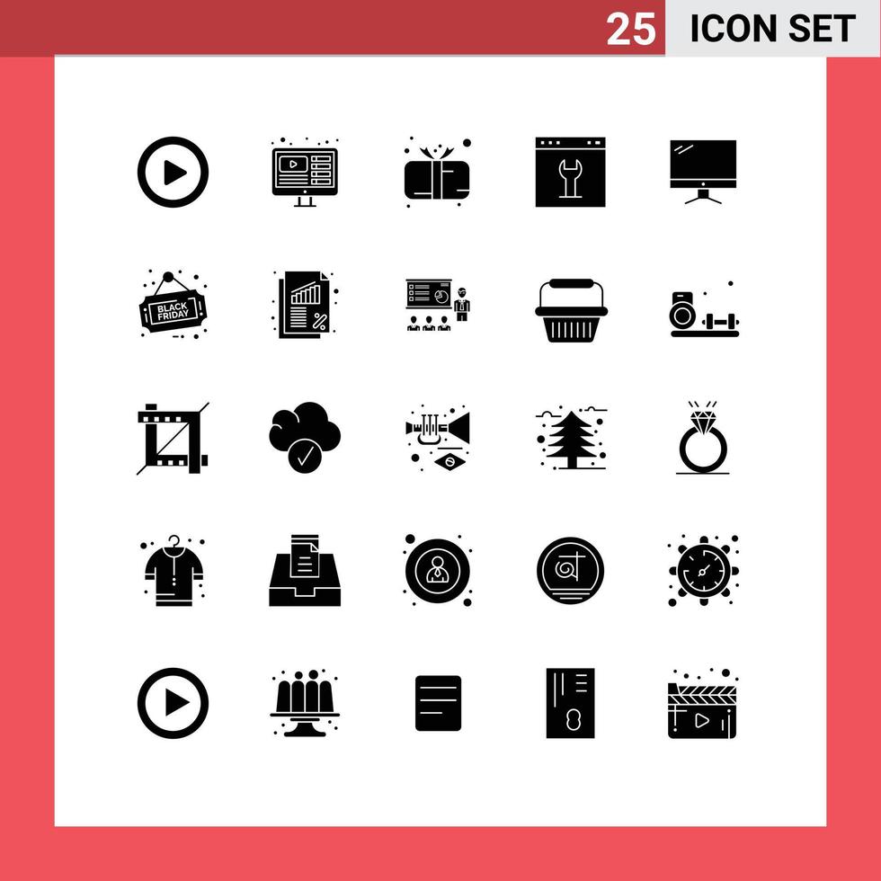 satz von 25 modernen ui-symbolen symbole zeichen für computerseite baby-schnittstelle browser editierbare vektordesignelemente vektor