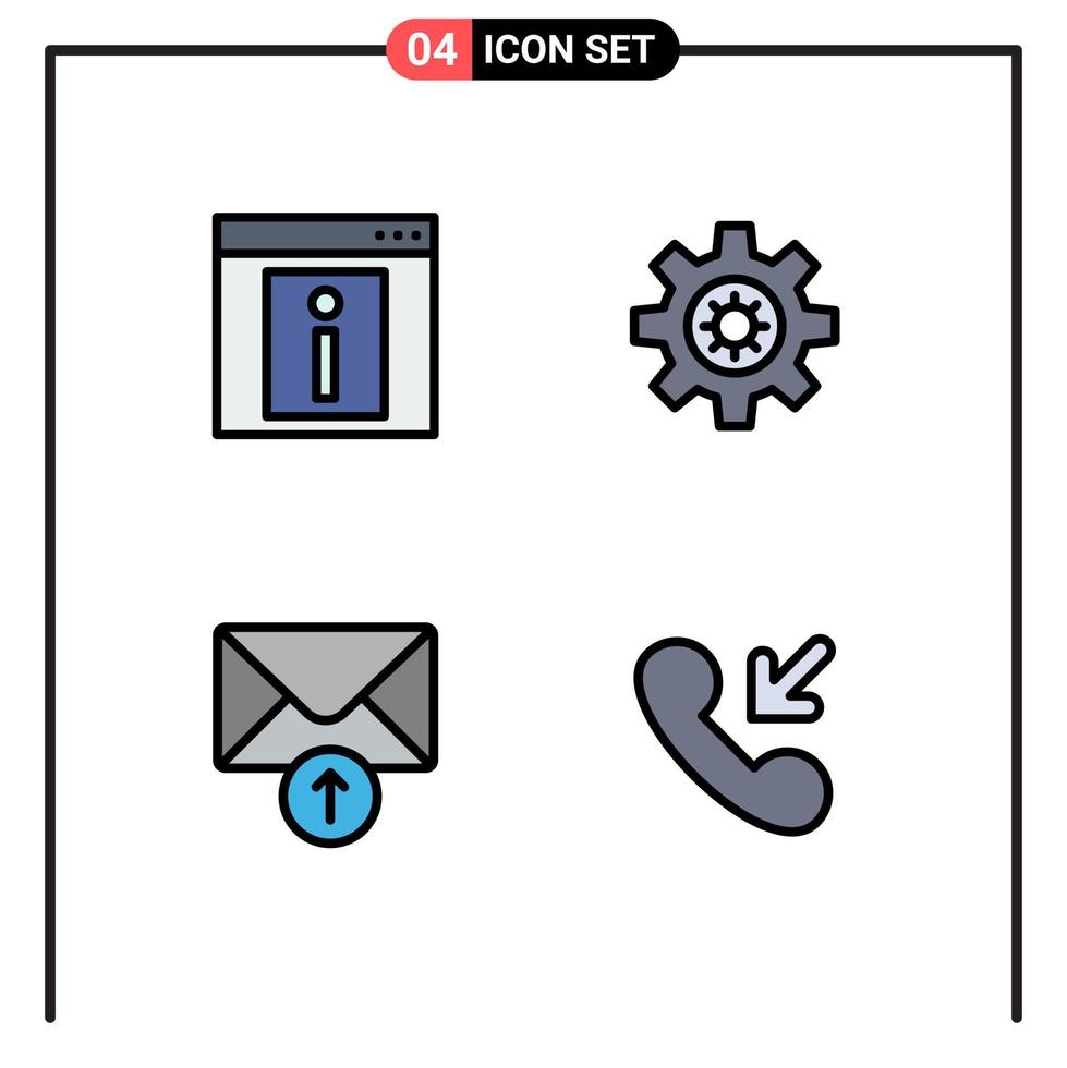 4 Benutzeroberfläche Filledline Flat Color Pack moderner Zeichen und Symbole der Kontaktnachricht Webeinstellung Antwort editierbare Vektordesign-Elemente vektor
