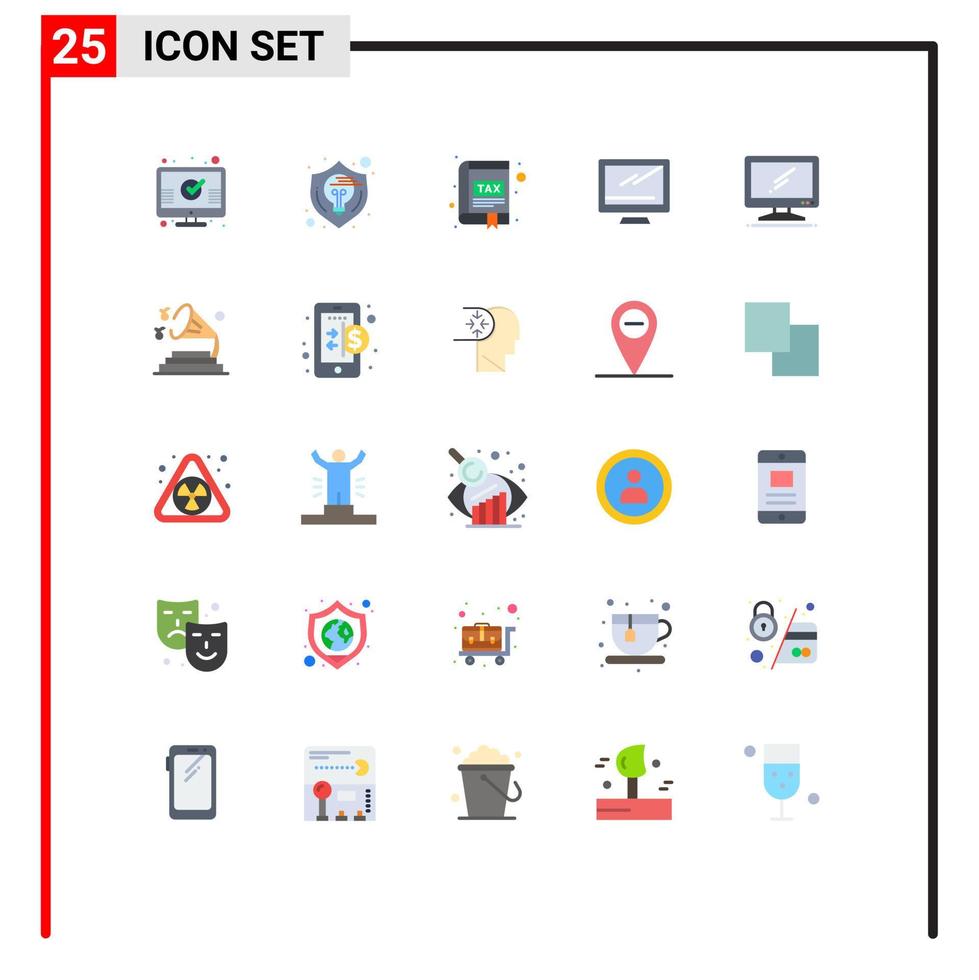 uppsättning av 25 kommersiell platt färger packa för imac övervaka tänkande dator gränssnitt redigerbar vektor design element