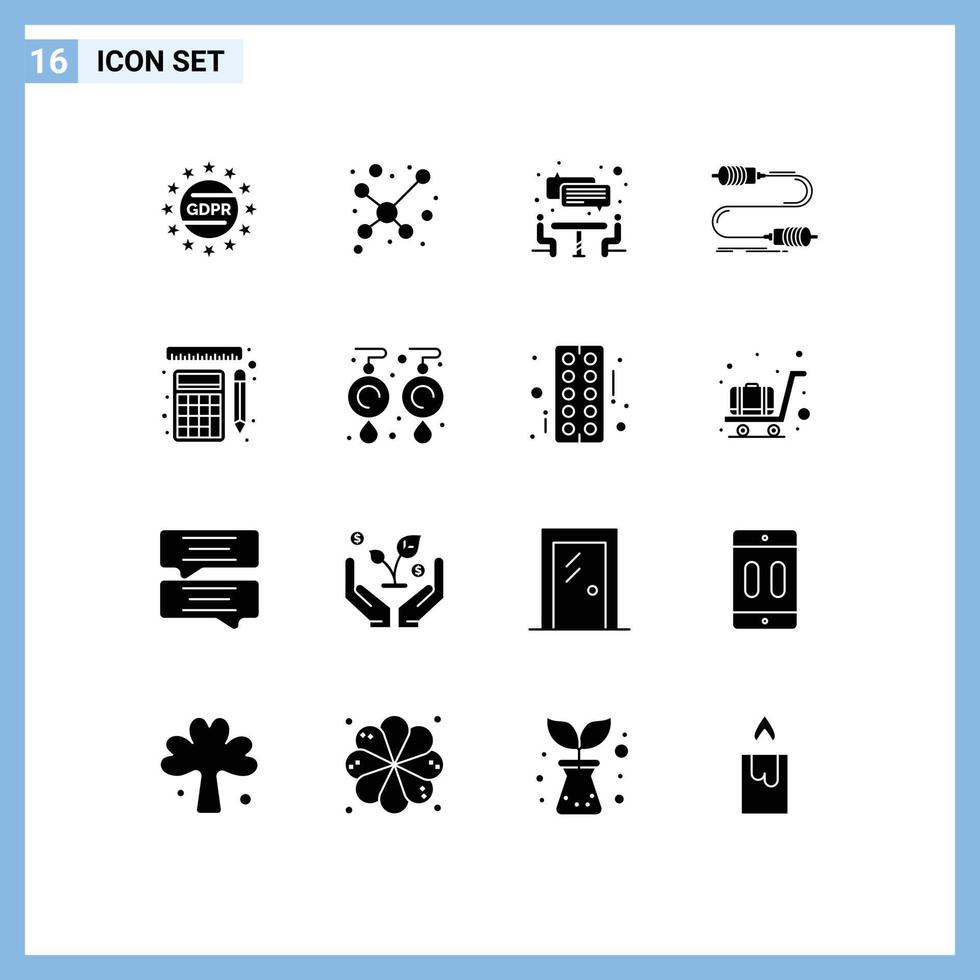 16 kreativ ikoner modern tecken och symboler av linjaler mått möte tråd samspel redigerbar vektor design element