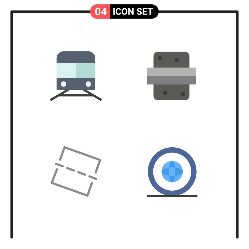 modern uppsättning av 4 platt ikoner pictograph av metro mat transport burger Foto redigerbar vektor design element