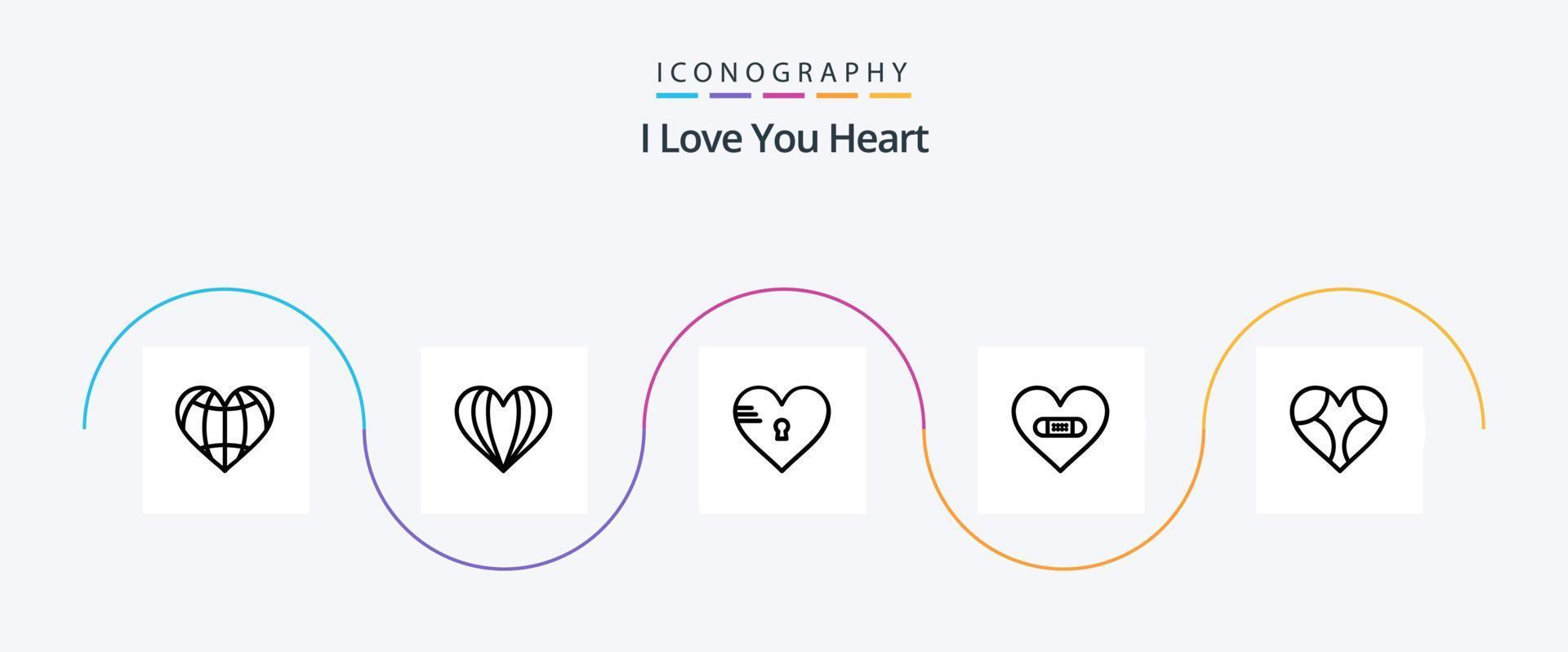 hjärta linje 5 ikon packa Inklusive plåster. tycka om. tycka om. hjärta vektor