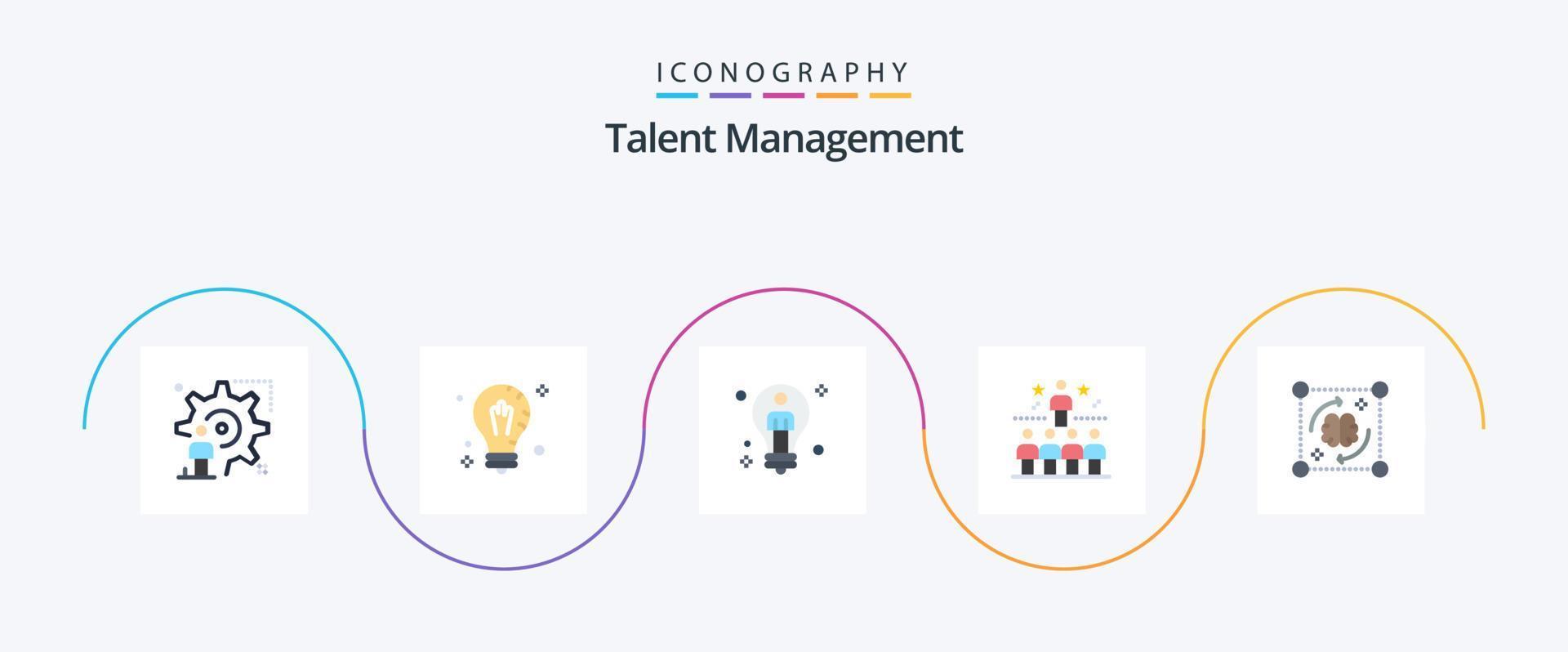 Talent Management Flat 5 Icon Pack inklusive Stern. Position. Lösung. männlich. Lösung vektor