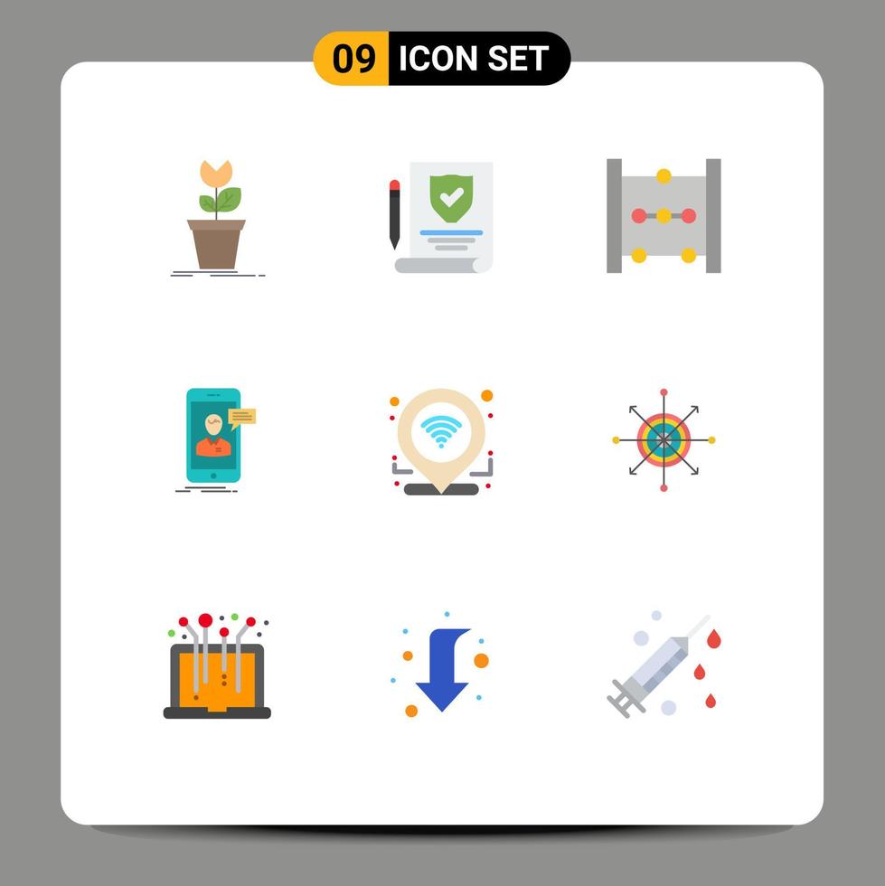 9 användare gränssnitt platt Färg packa av modern tecken och symboler av gps uppkopplad konversation kulram mobil leva chatt redigerbar vektor design element
