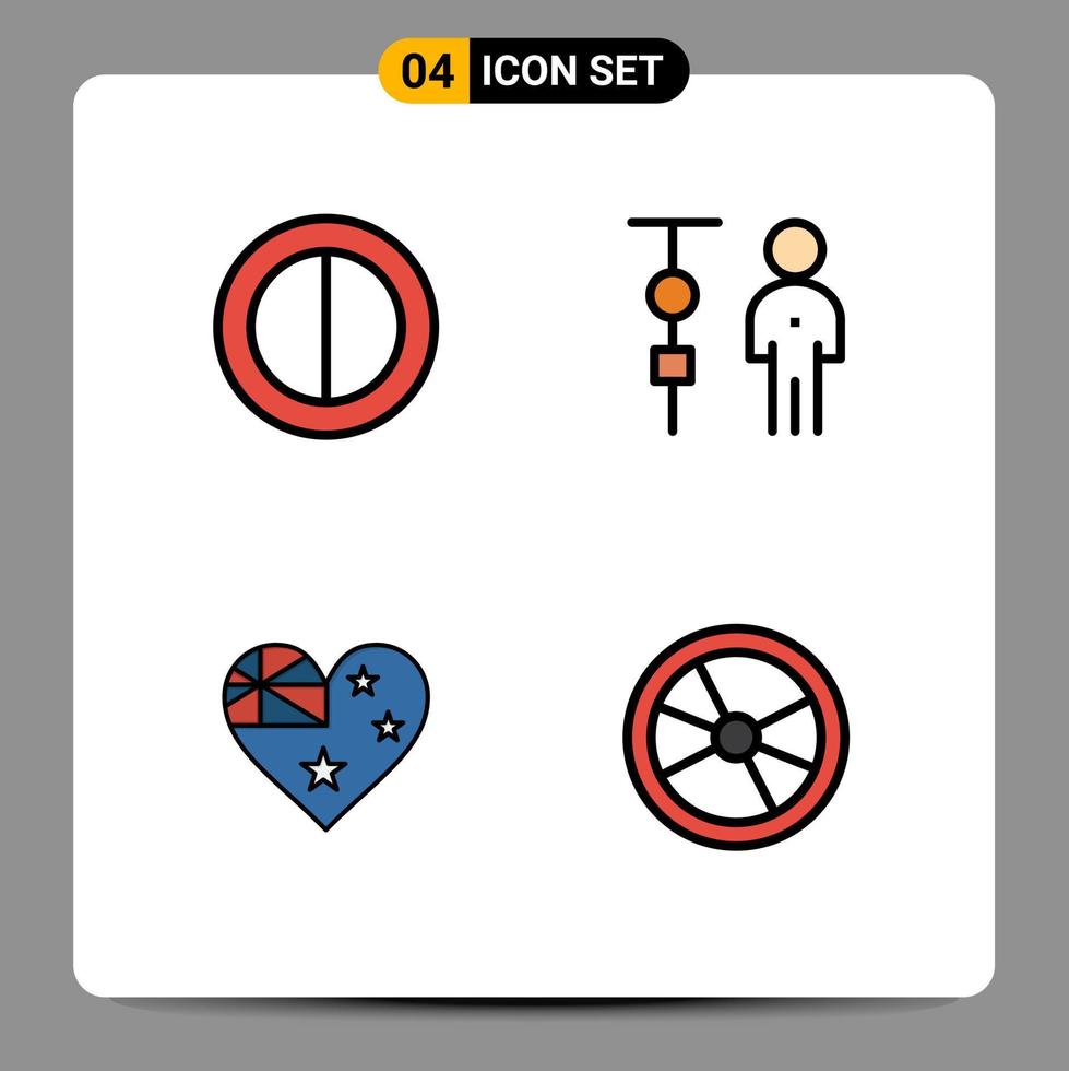 Satz von 4 modernen ui-Symbolen Symbole Zeichen für Farben Flagge Diagramm Menschen Biologie editierbare Vektordesign-Elemente vektor