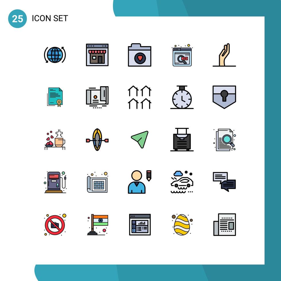 modern uppsättning av 25 fylld linje platt färger pictograph av hand uppkopplad jobb affär Sök hitta redigerbar vektor design element