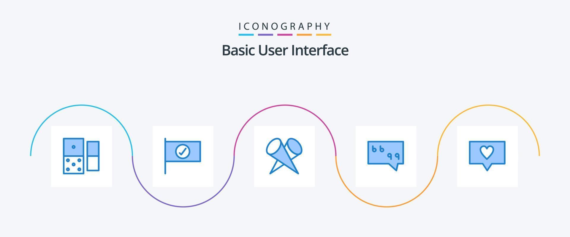 grundläggande blå 5 ikon packa Inklusive . meddelande. populär. kärlek. Citat vektor