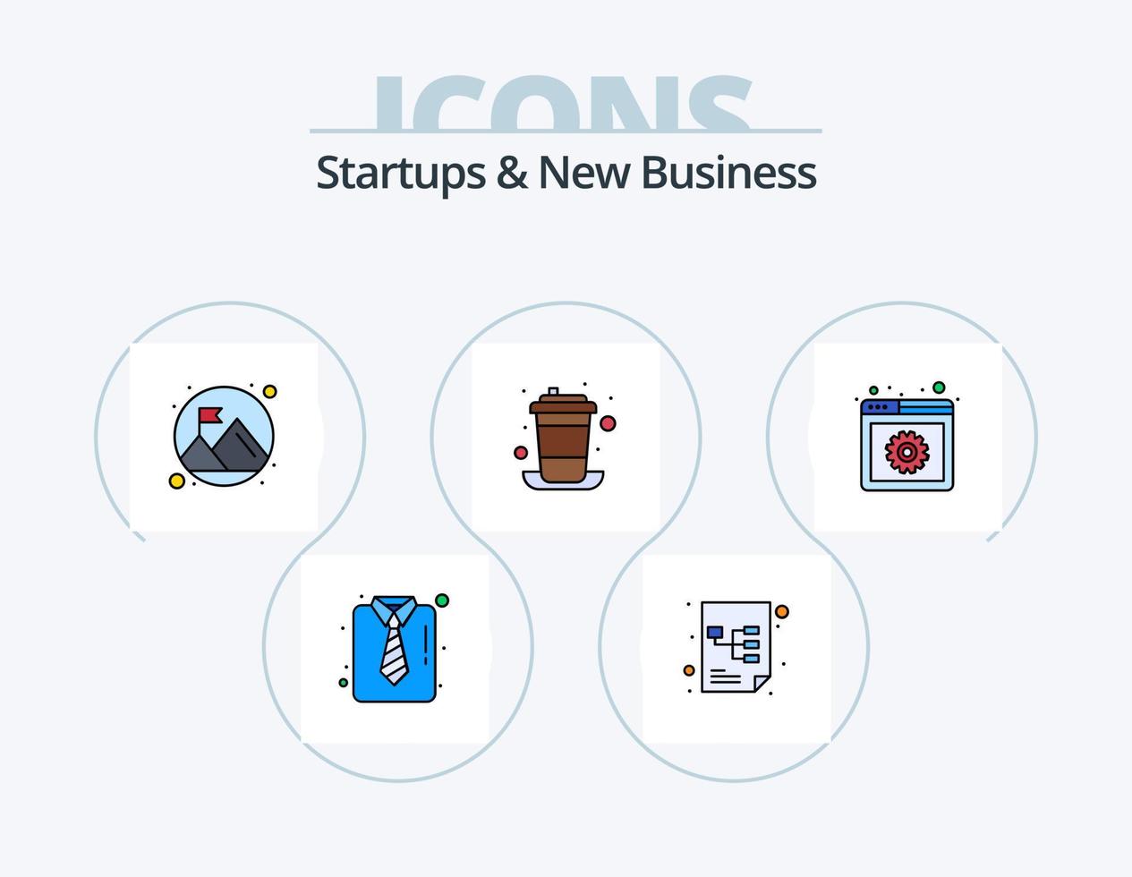 Startups und neue Geschäftslinien gefüllt Icon Pack 5 Icon Design. Verwaltung. Unternehmen. geplanter Termin. Produktion. Manager vektor