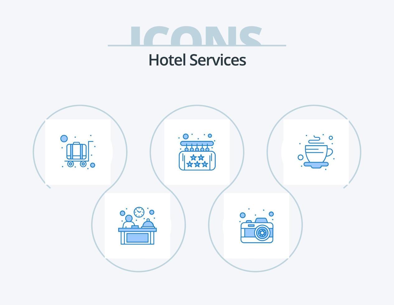 Hotelservices blau Icon Pack 5 Icon Design. heiß. Service. Hotelservice. Luxus. fünf vektor