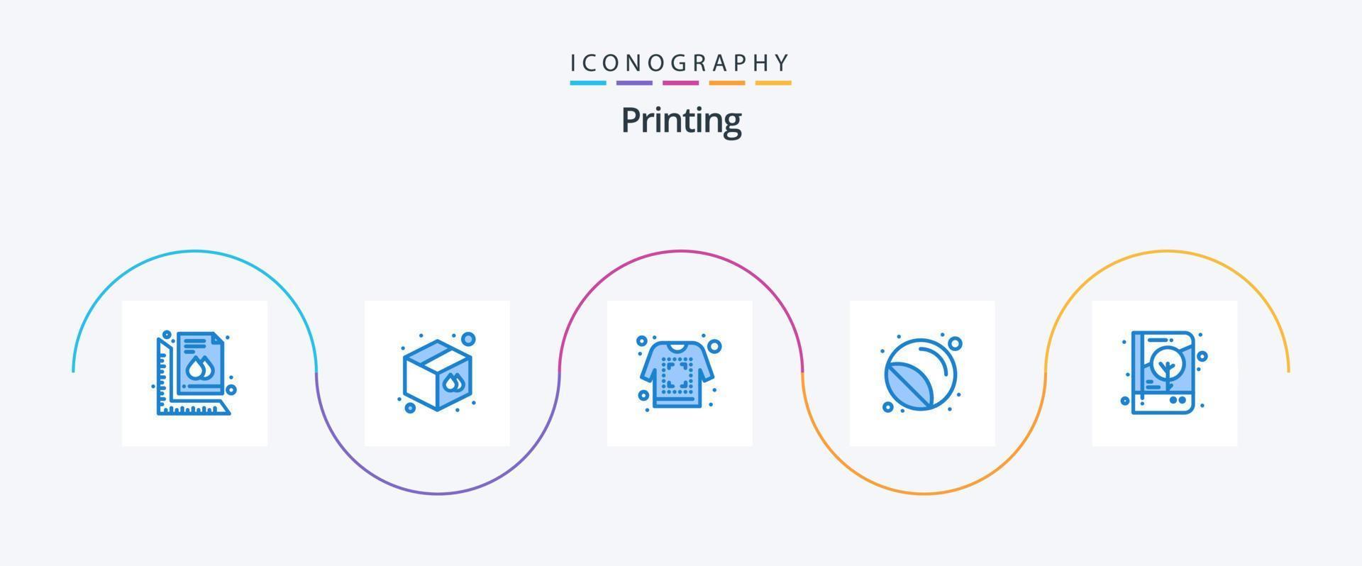 utskrift blå 5 ikon packa Inklusive stämpel. skrivare. skriva ut. skriva ut. skiss vektor