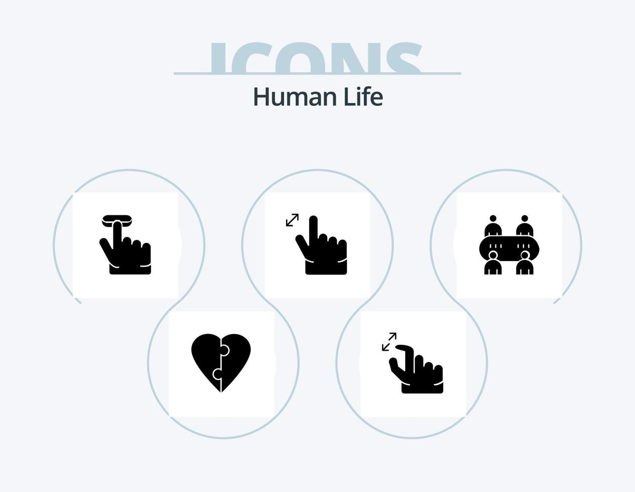 mänsklig glyf ikon packa 5 ikon design. . tabell. finger. poker. zoom vektor