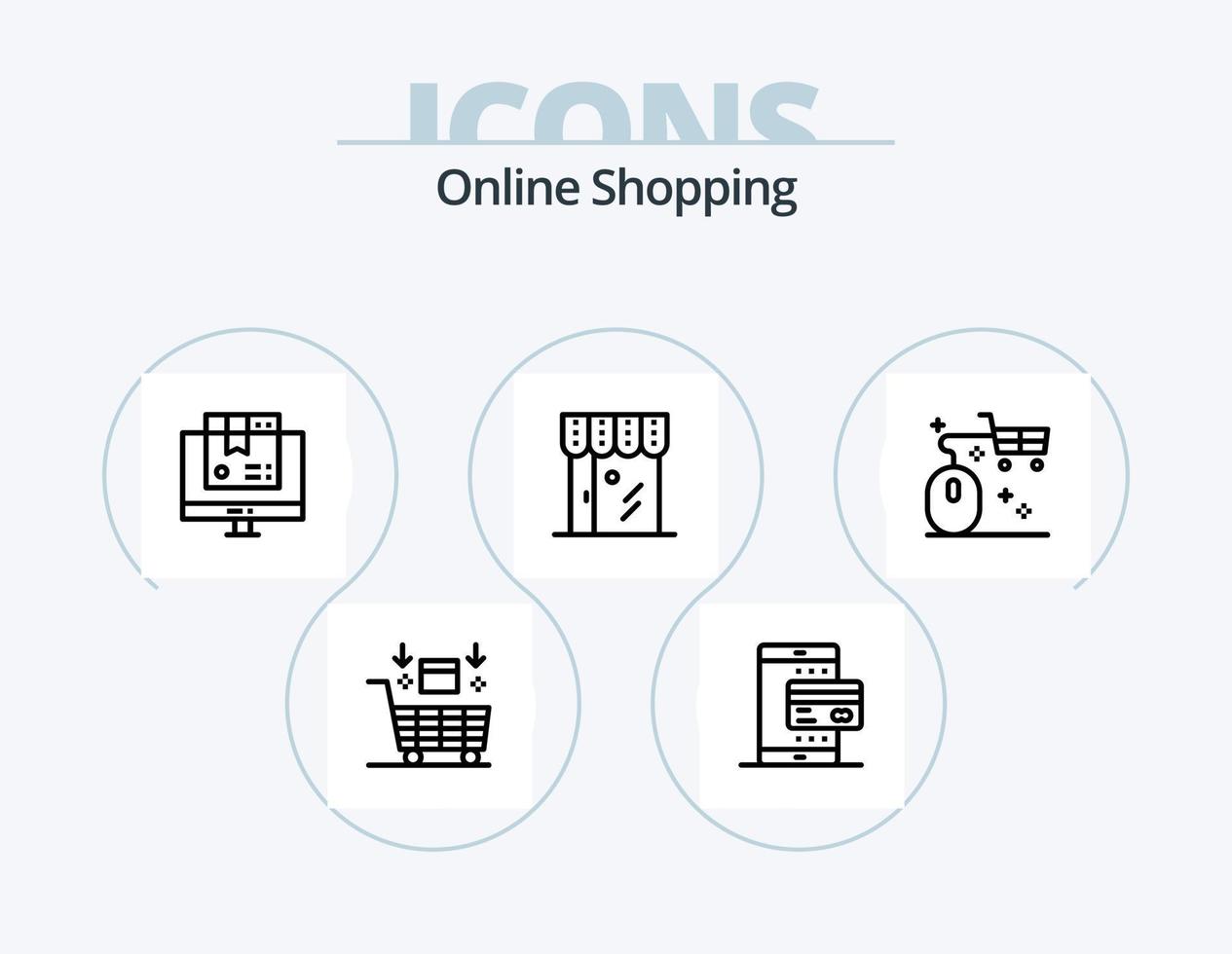 Online-Shopping-Line-Icon-Pack 5 Icon-Design. online. Unternehmen. Verkauf. Valentinstag. Suche vektor