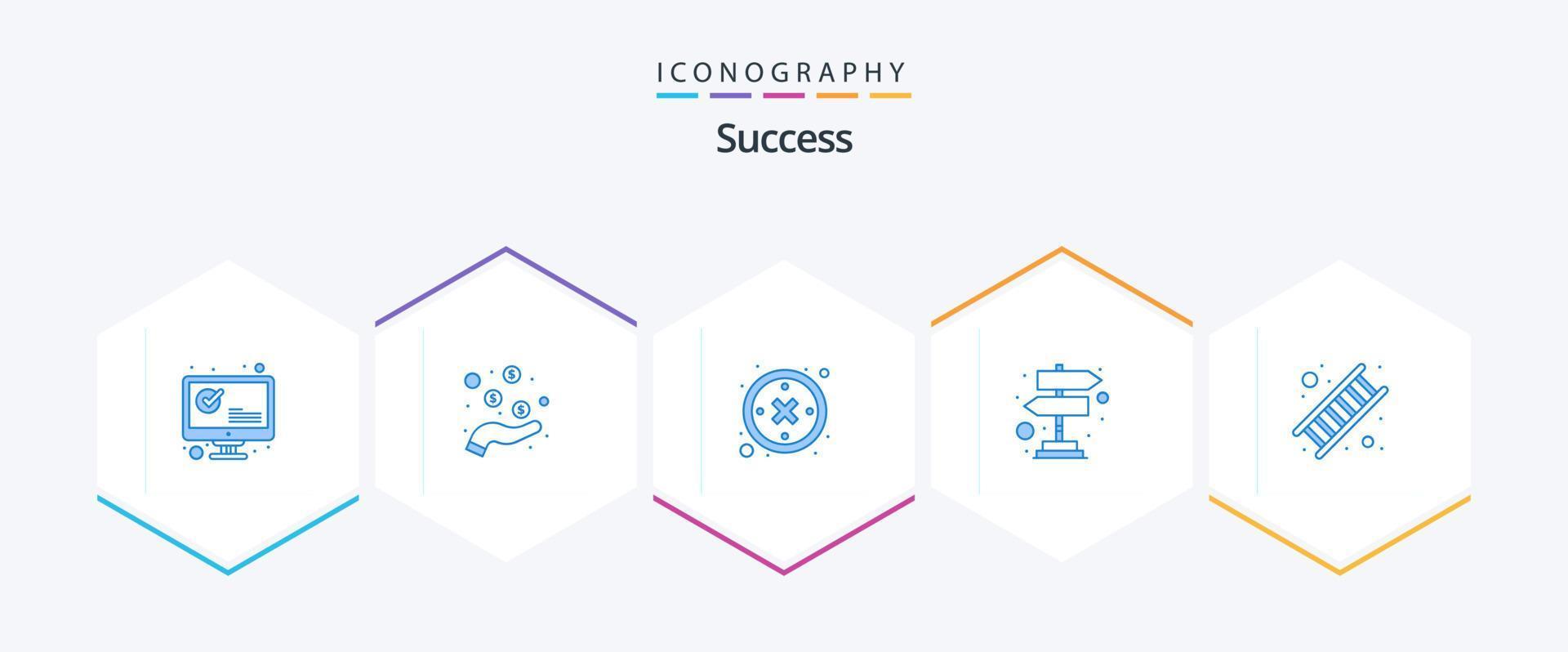 sucess 25 blå ikon packa Inklusive Framgång. karriär. betalning. riktning av Framgång. styrelse vektor