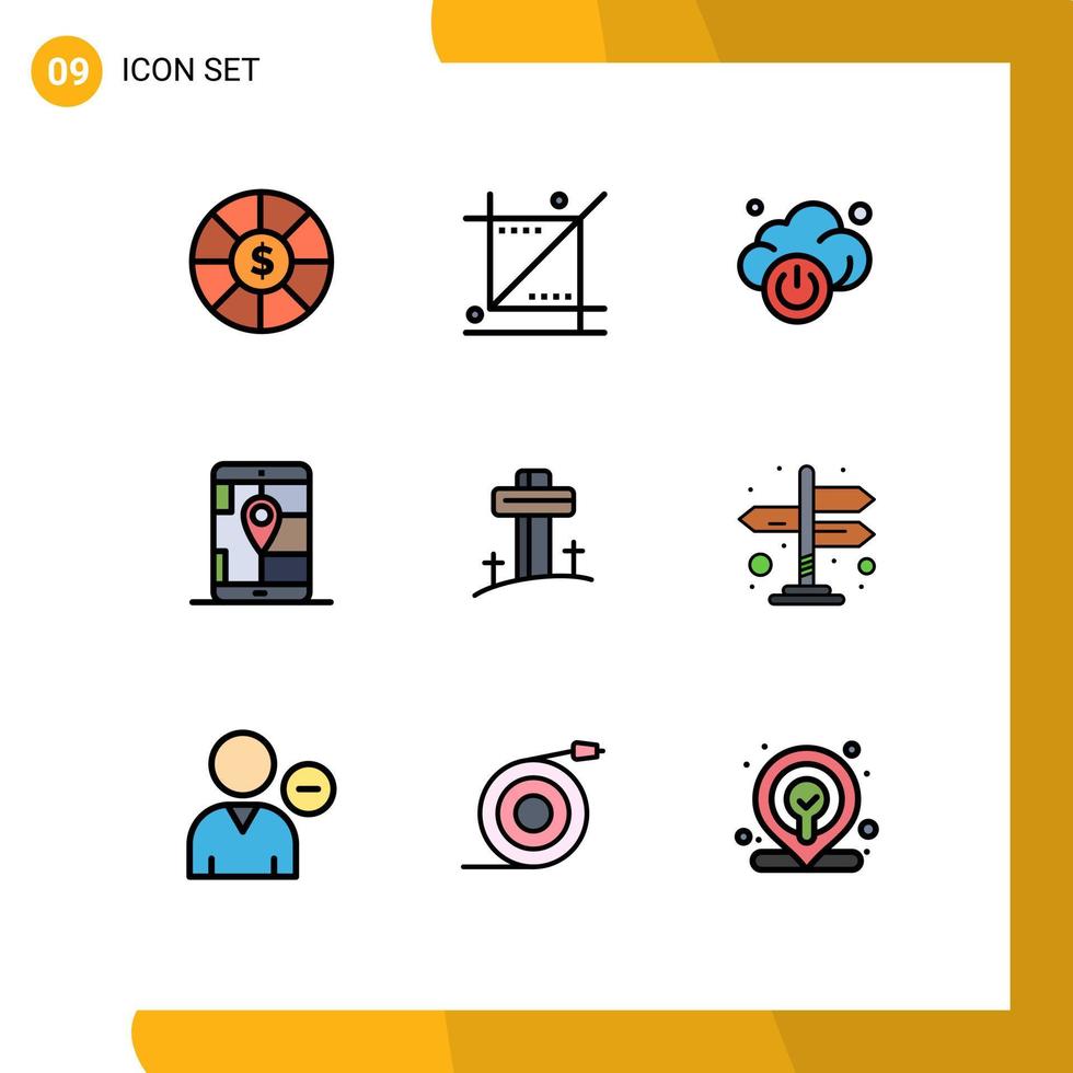 9 kreativ ikoner modern tecken och symboler av korsa firande moln navigering gps redigerbar vektor design element
