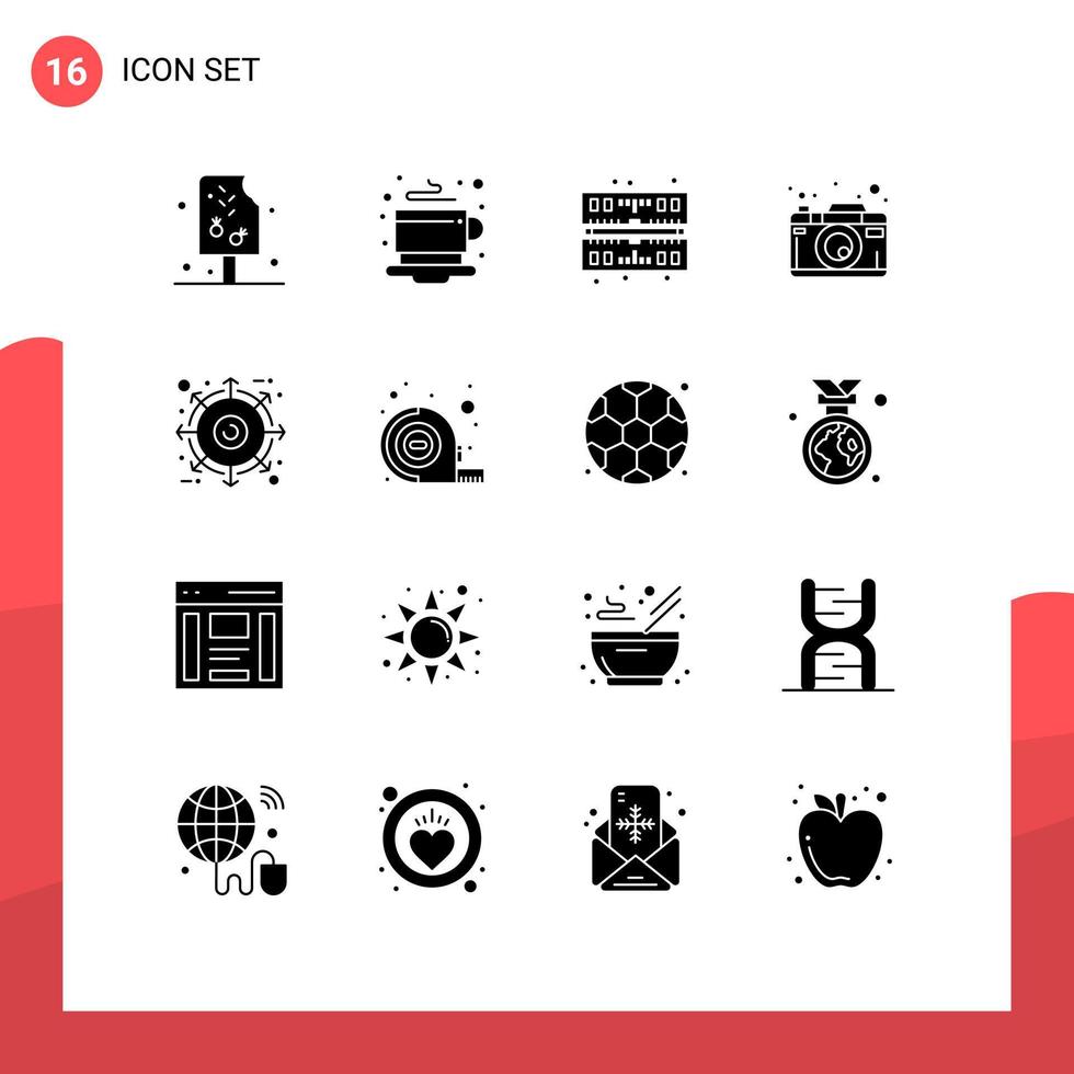 Stock-Vektor-Icon-Pack mit 16 Zeilenzeichen und Symbolen für externe Computerfotografie Foto-bearbeitbare Vektordesign-Elemente vektor
