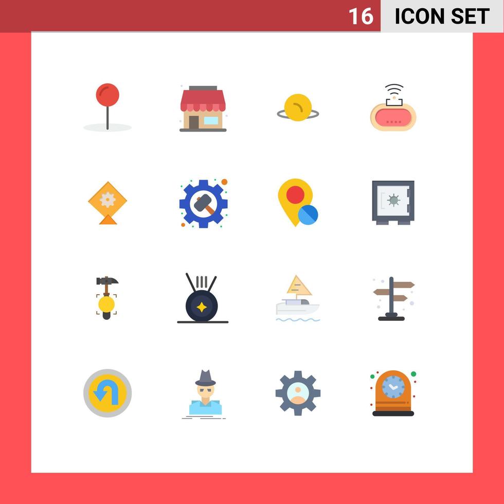 grupp av 16 modern platt färger uppsättning för alternativ redskap pekare festival signal redigerbar packa av kreativ vektor design element