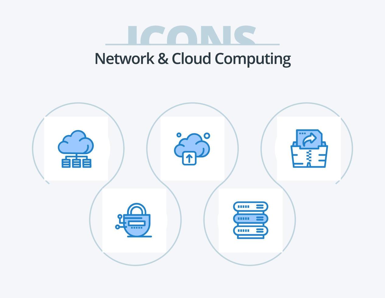 nätverk och moln datoranvändning blå ikon packa 5 ikon design. mapp. datoranvändning. moln. teknologi. moln vektor
