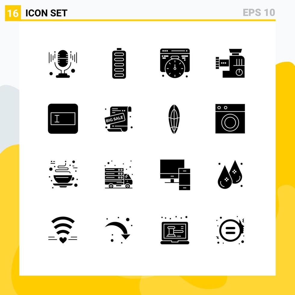 modern uppsättning av 16 fast glyfer pictograph av stor försäljning layout webb form manuell redigerbar vektor design element