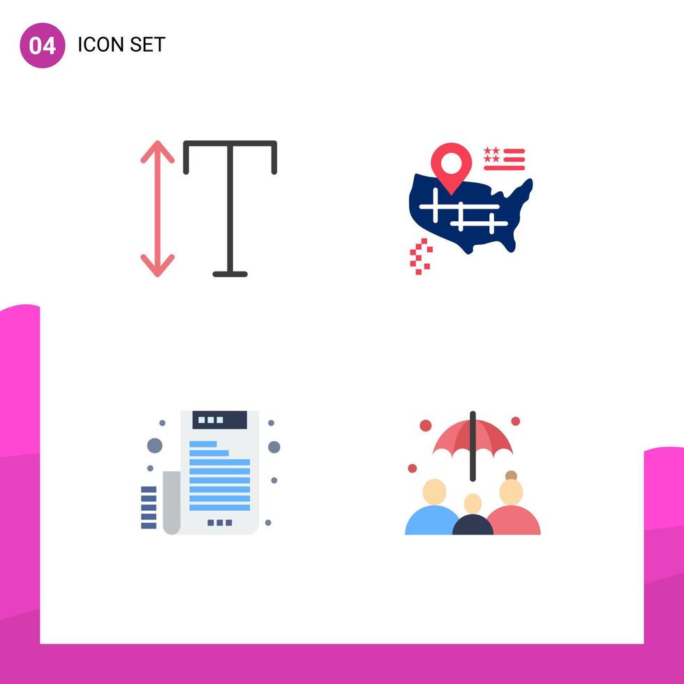 4 användare gränssnitt platt ikon packa av modern tecken och symboler av font brev plats elektronisk grupp försäkring redigerbar vektor design element