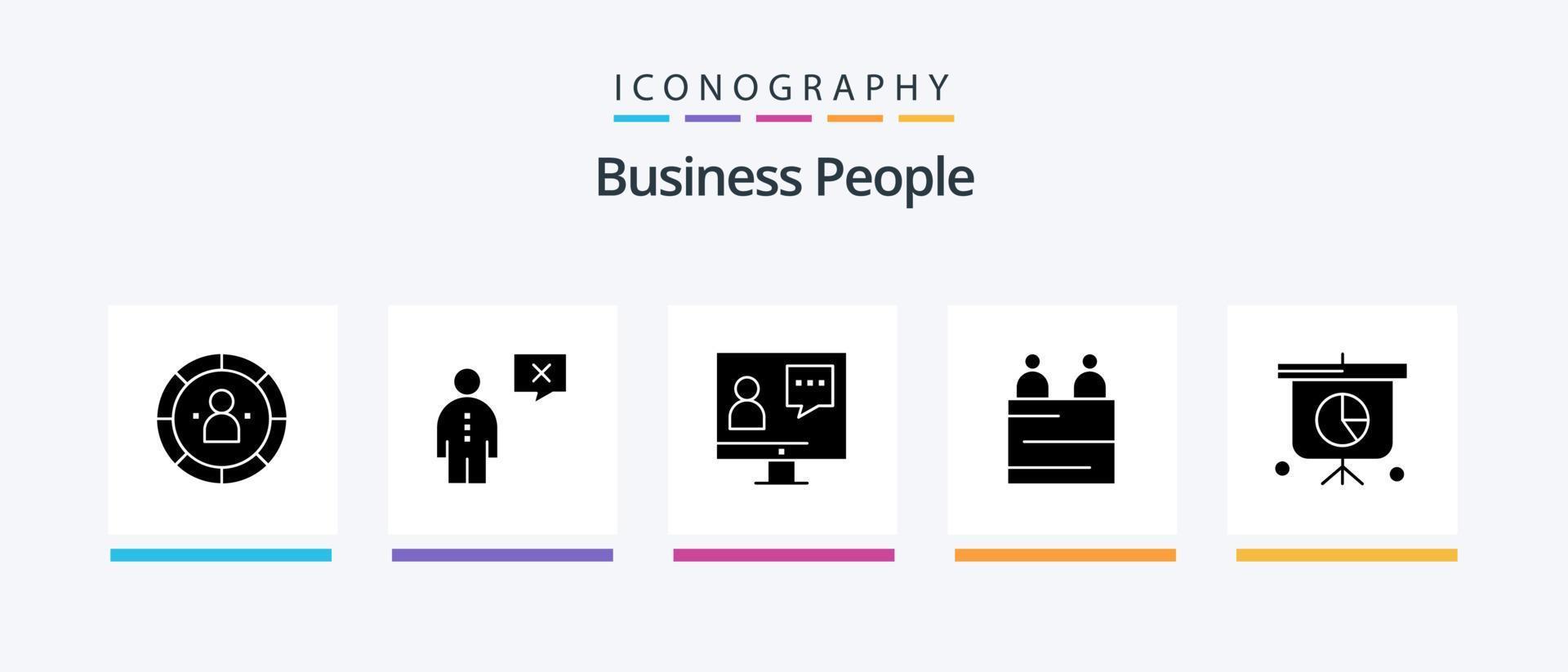 företag människor glyf 5 ikon packa Inklusive människor. företag. mänsklig. service. kund. kreativ ikoner design vektor