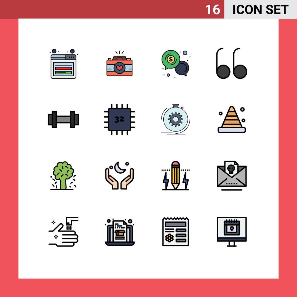 Stock Vektor Icon Pack mit 16 Zeilen Zeichen und Symbolen für Sport Zitate paar Fotografie offene Kommunikation editierbare kreative Vektor-Design-Elemente