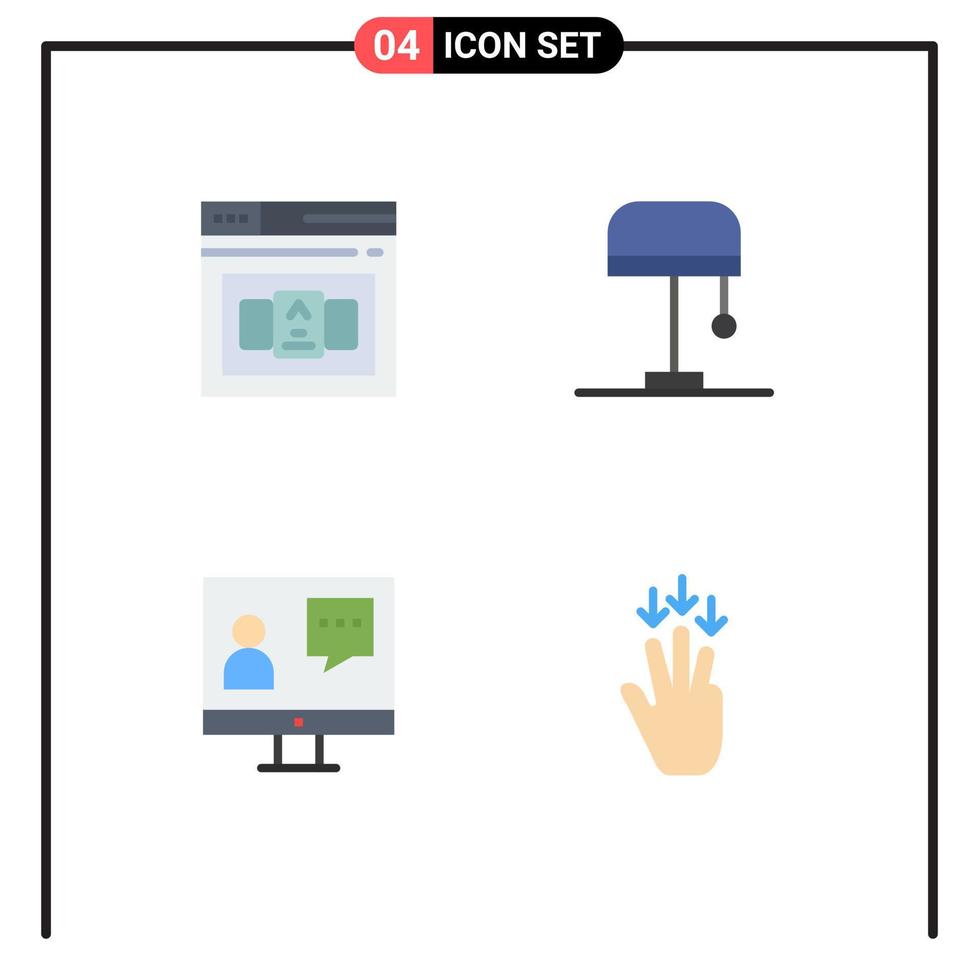 piktogrammsatz von 4 einfachen flachen symbolen von geschäftskunden html light service editierbare vektordesignelemente vektor