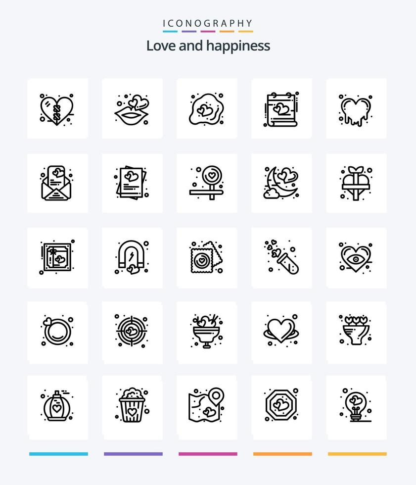 kreative Liebe 25 Umrisse Icon Pack wie Tränendes Herz. Herz. dekorativ. Veranstaltung. Liebe vektor