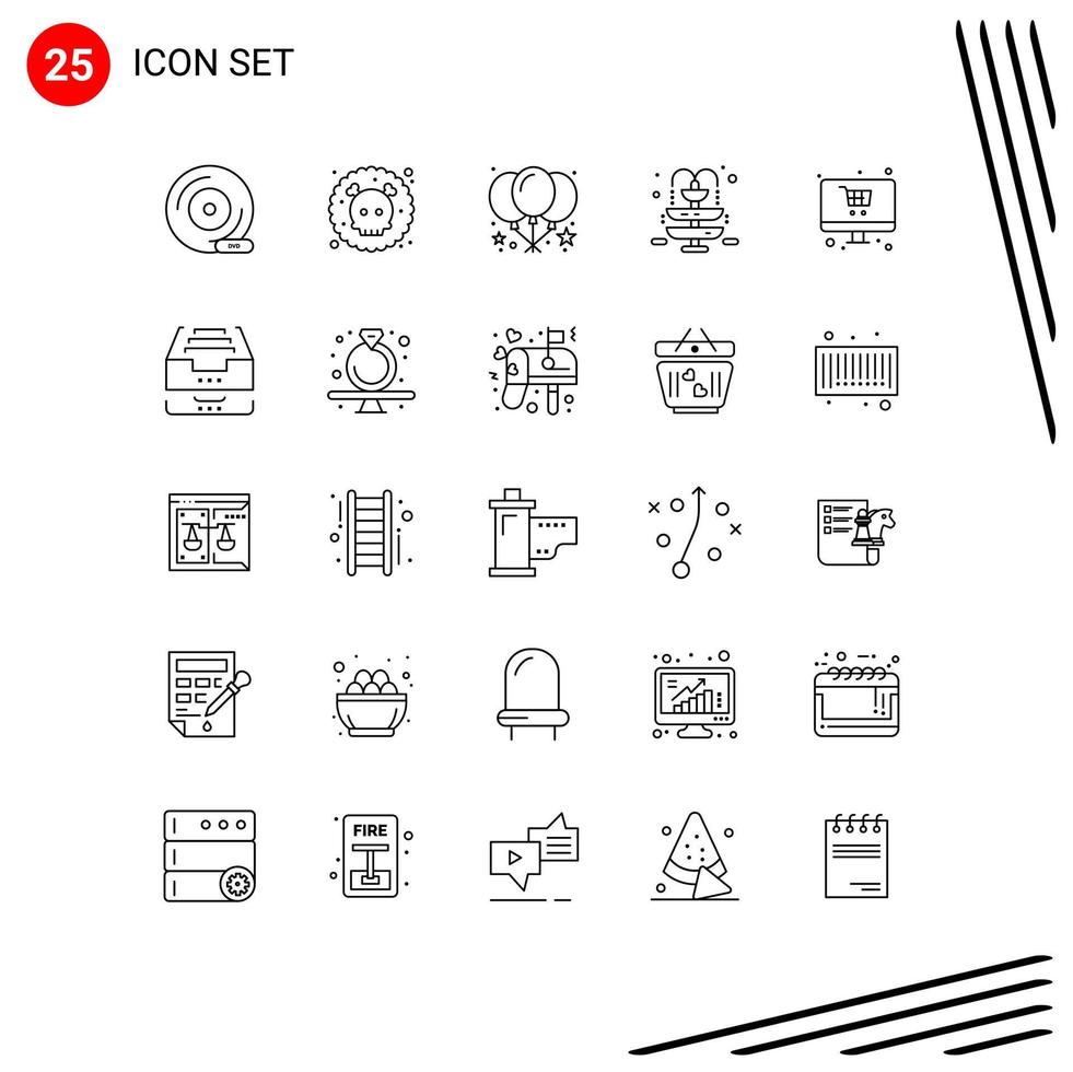 uppsättning av 25 modern ui ikoner symboler tecken för affär uppkopplad avfall parkera fontän redigerbar vektor design element