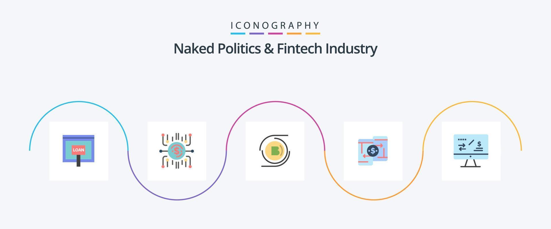 nackte Politik und Fintech-Industrie Flat 5 Icon Pack inklusive Zahlung. Handy, Mobiltelefon. Crowdselling. dezentral. Blockchain vektor