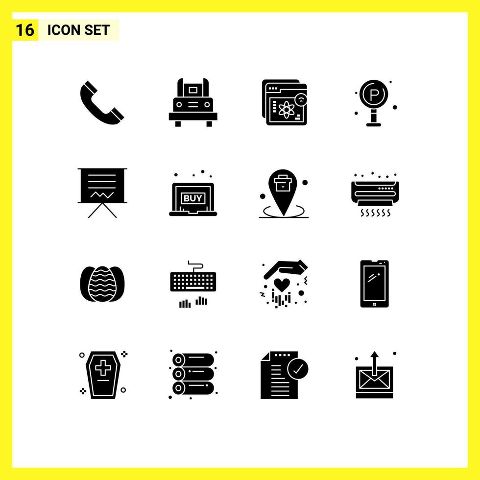 uppsättning av 16 modern ui ikoner symboler tecken för styrelse liv hemsida stad utbildning redigerbar vektor design element