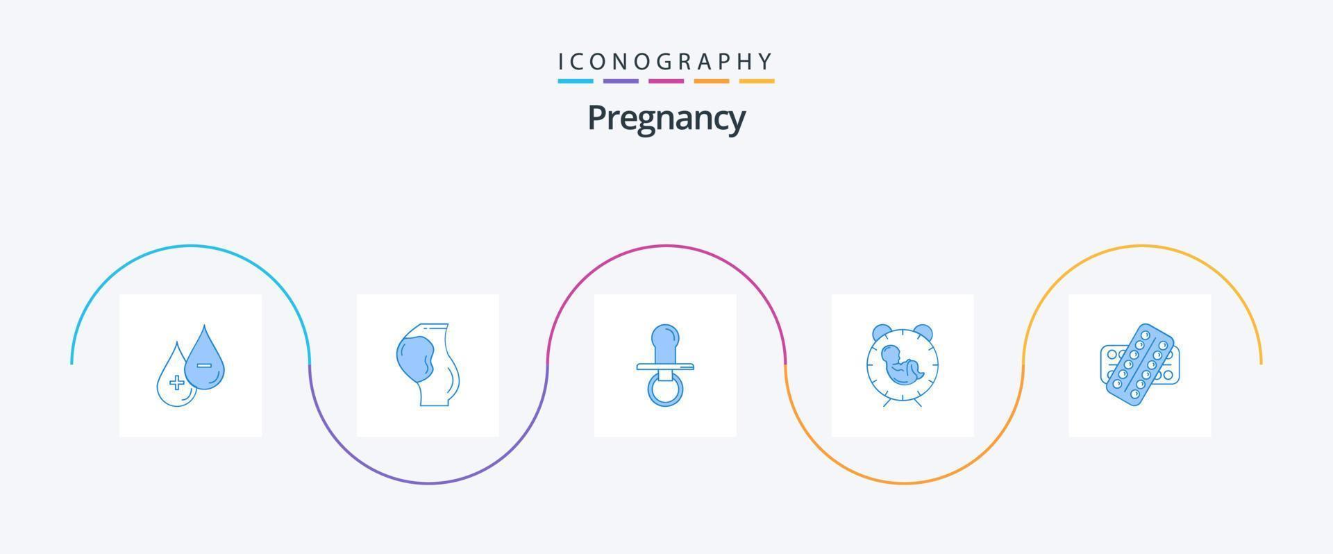 graviditet blå 5 ikon packa Inklusive bebis. leverans. obstetrik. ungar. dummy vektor