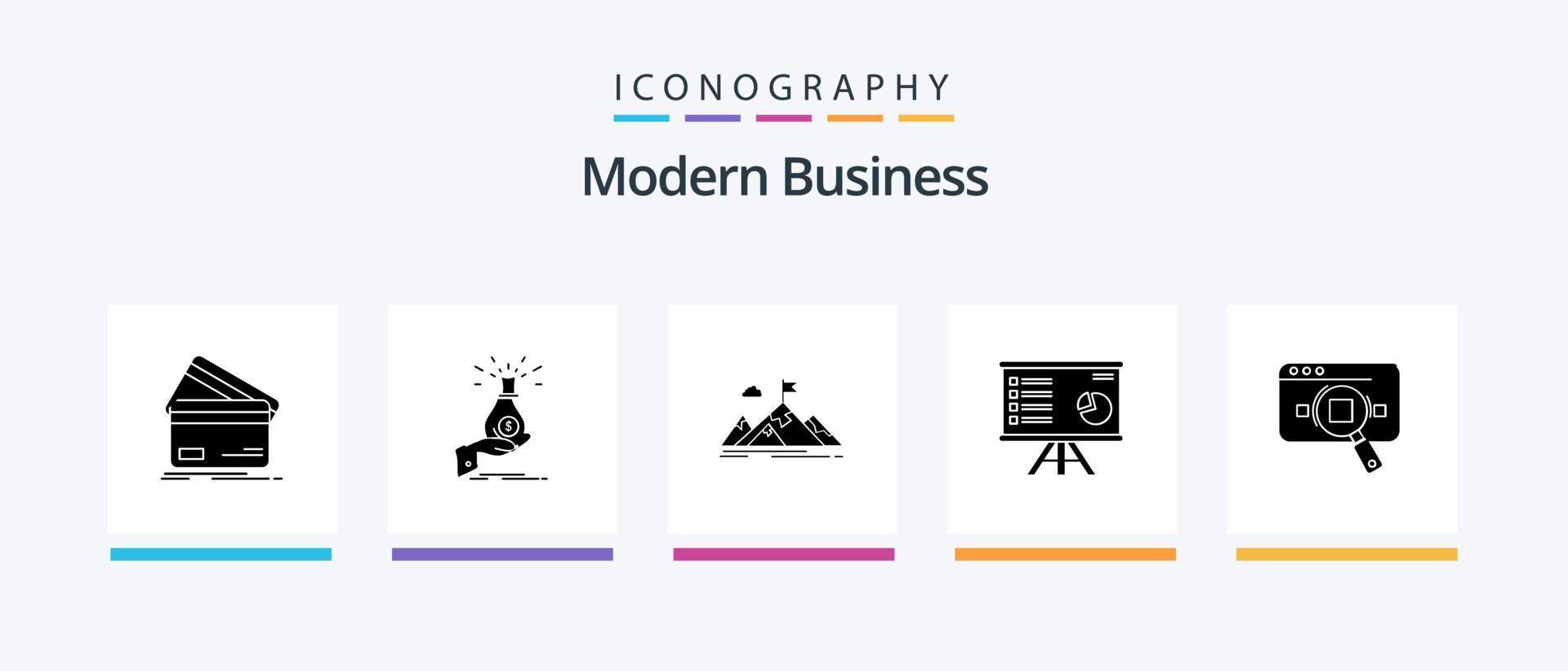 Modern Business Glyph 5 Icon Pack inklusive Business. Leistung. Tasche. Ersparnisse. Schuld. kreatives Symboldesign vektor