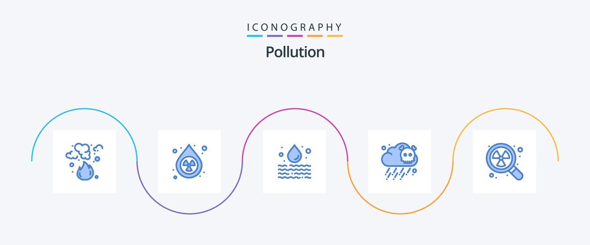 Umweltverschmutzung blau 5 Icon Pack einschließlich radioaktiv. Verschmutzung. Verschmutzung. giftig. Abfall vektor