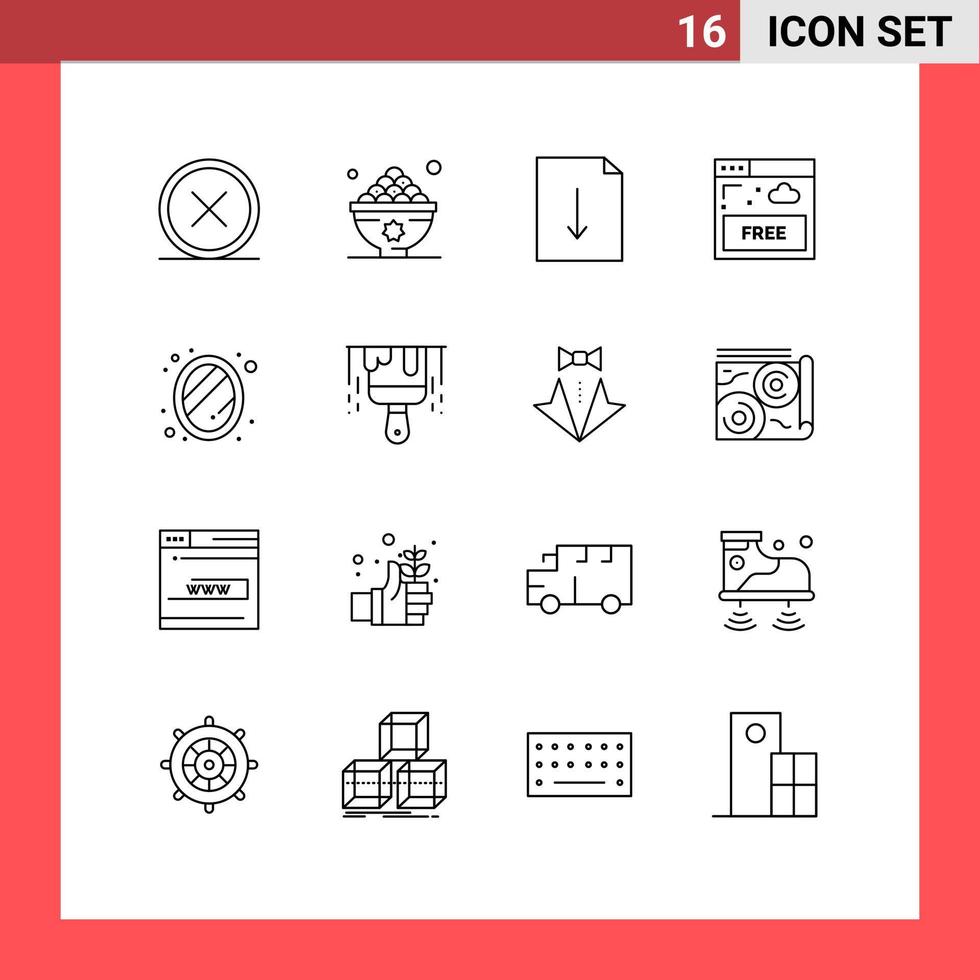 16 Benutzeroberflächen-Gliederungspaket mit modernen Zeichen und Symbolen für den freien Export editierbarer Vektordesign-Elemente des Internet-Mittagessens vektor