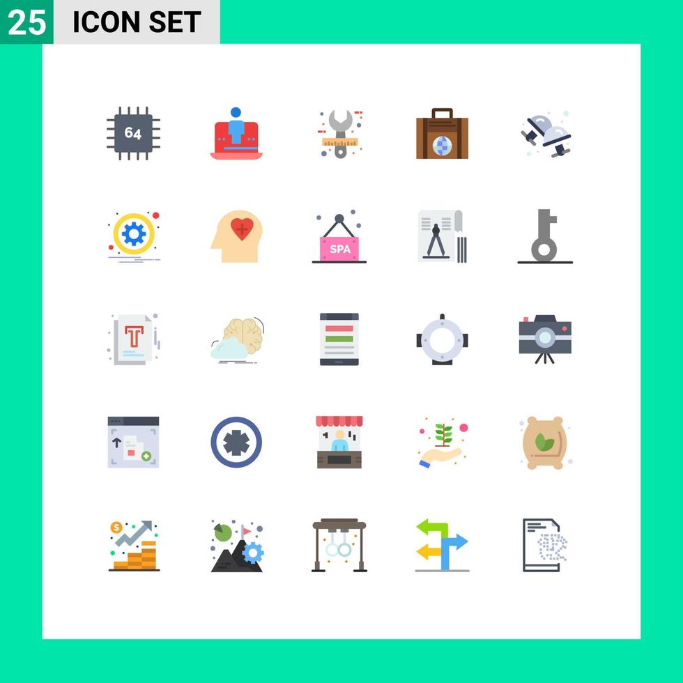 Gruppe von 25 flachen Farbzeichen und Symbolen für moderne Business-Technologie-Tool-Design editierbare Vektordesign-Elemente vektor