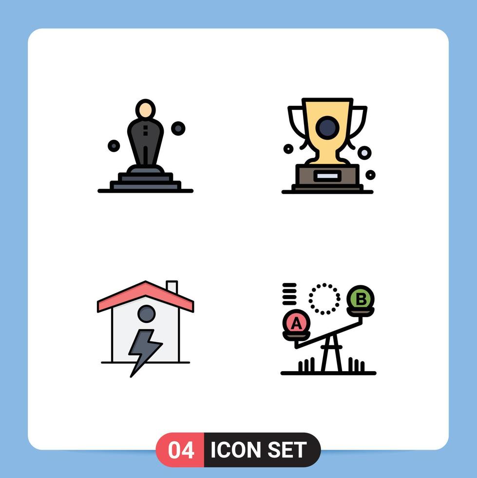 Satz von 4 Vektor-Filledline-Flachfarben auf Raster für Kino-Home-Oscar-Win-Enrgy-editierbare Vektordesign-Elemente vektor