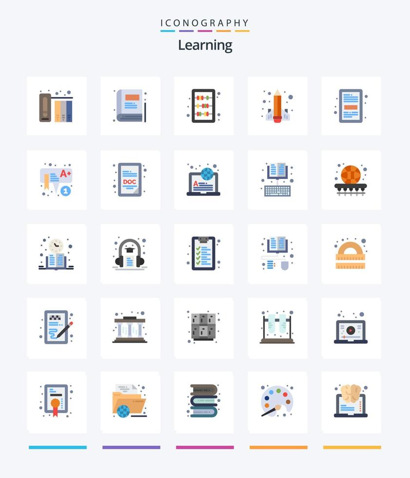 kreatives Lernen 25 flaches Icon-Pack wie E-Book. Rakete. Bildung. Lernen. Bildung vektor