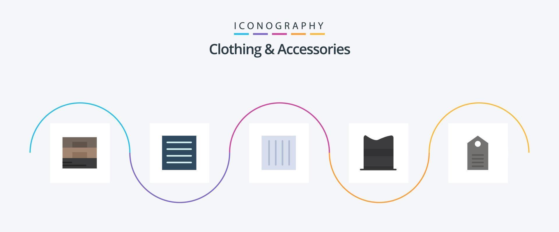 Kleidung und Accessoires Flat 5 Icon Pack inklusive Kleidung. Mode. Pflege. Design. Wäscherei vektor