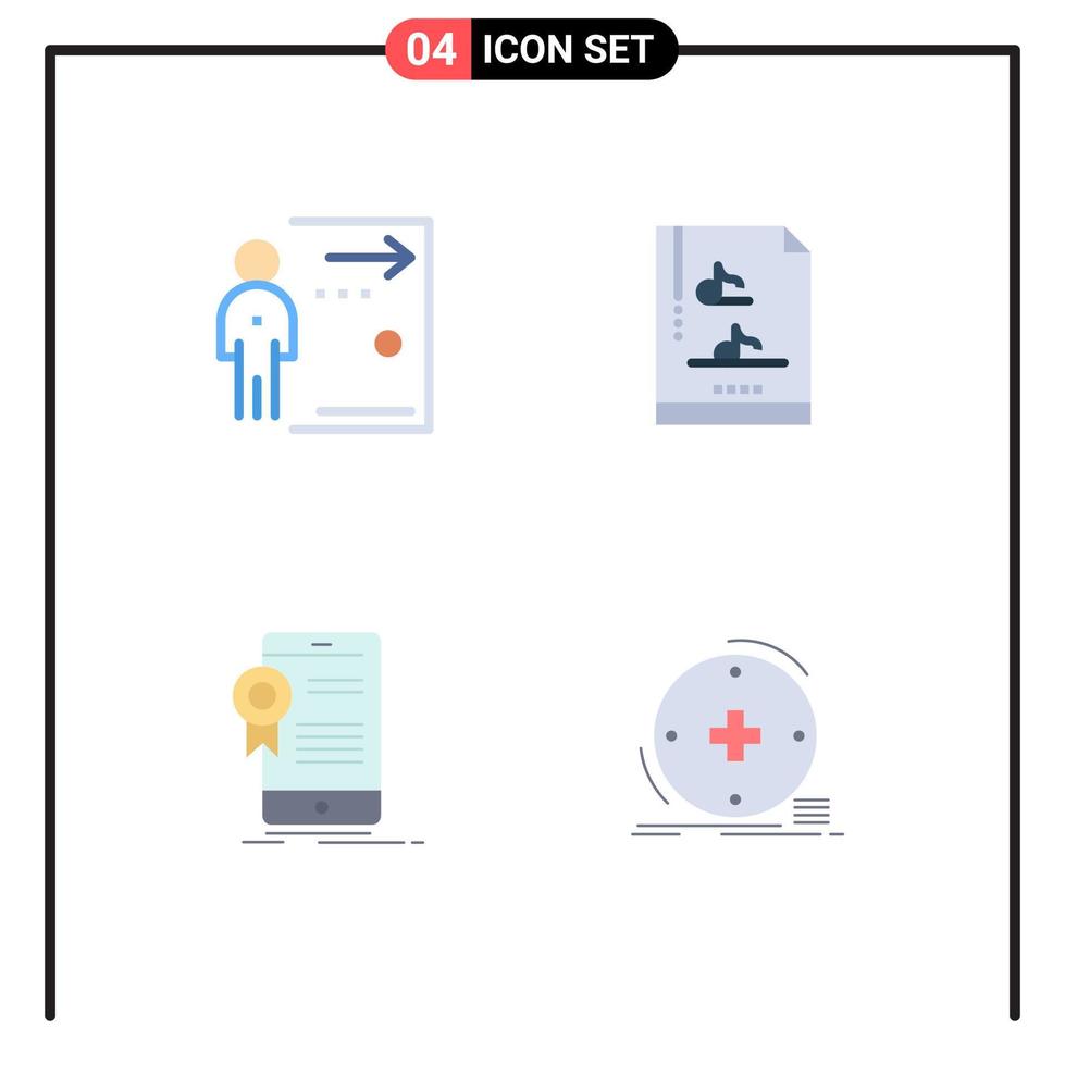 4 tematiska vektor platt ikoner och redigerbar symboler av dörr certifiering jobb musik Ansökan redigerbar vektor design element