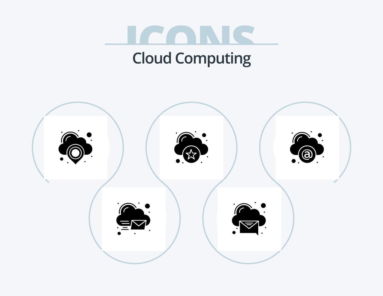 Cloud-Computing-Glyphen-Icon-Pack 5-Icon-Design. Post. Stern. Wolke. Rechnen. Bewertung vektor