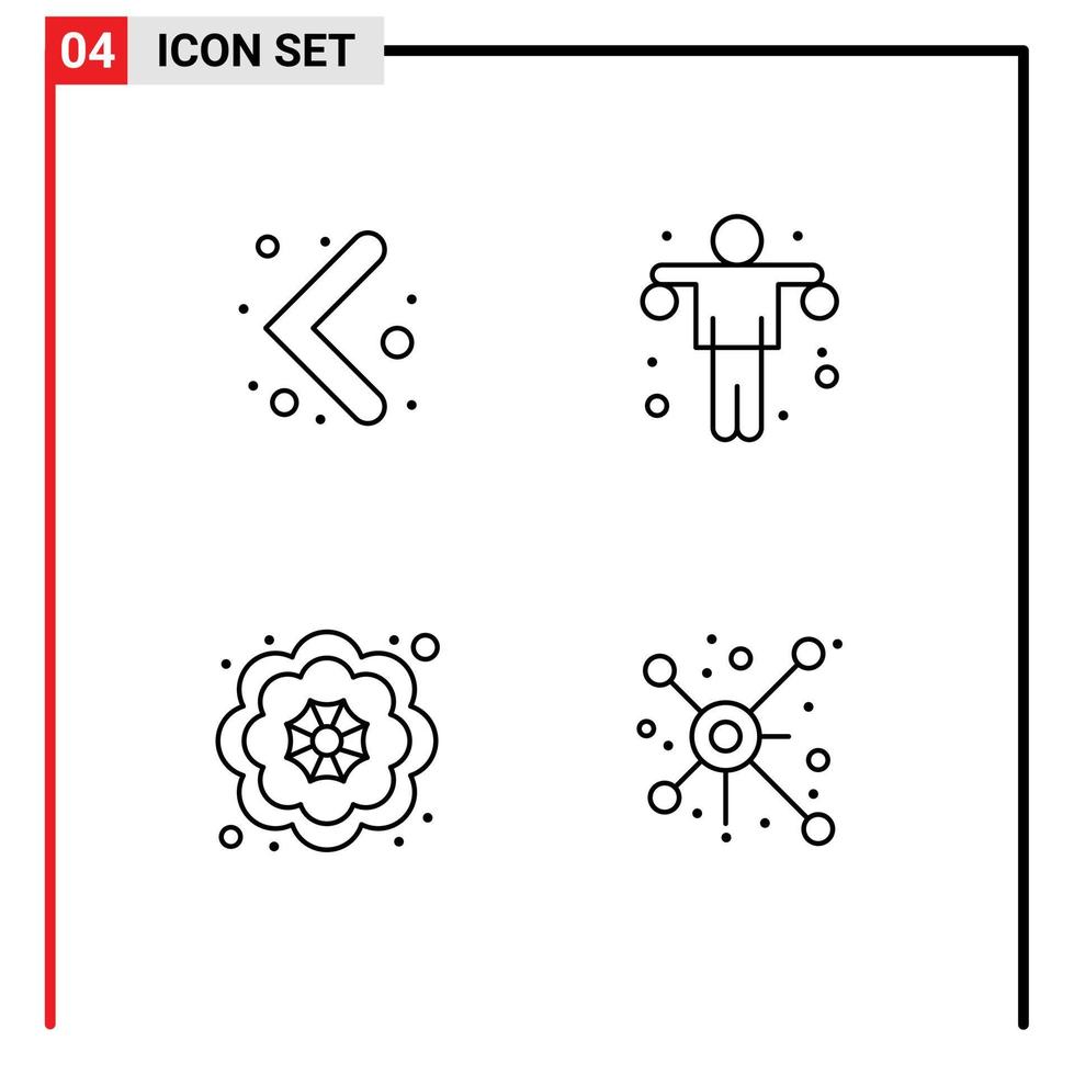 4 användare gränssnitt linje packa av modern tecken och symboler av pil Söt hantel sport nätverk redigerbar vektor design element