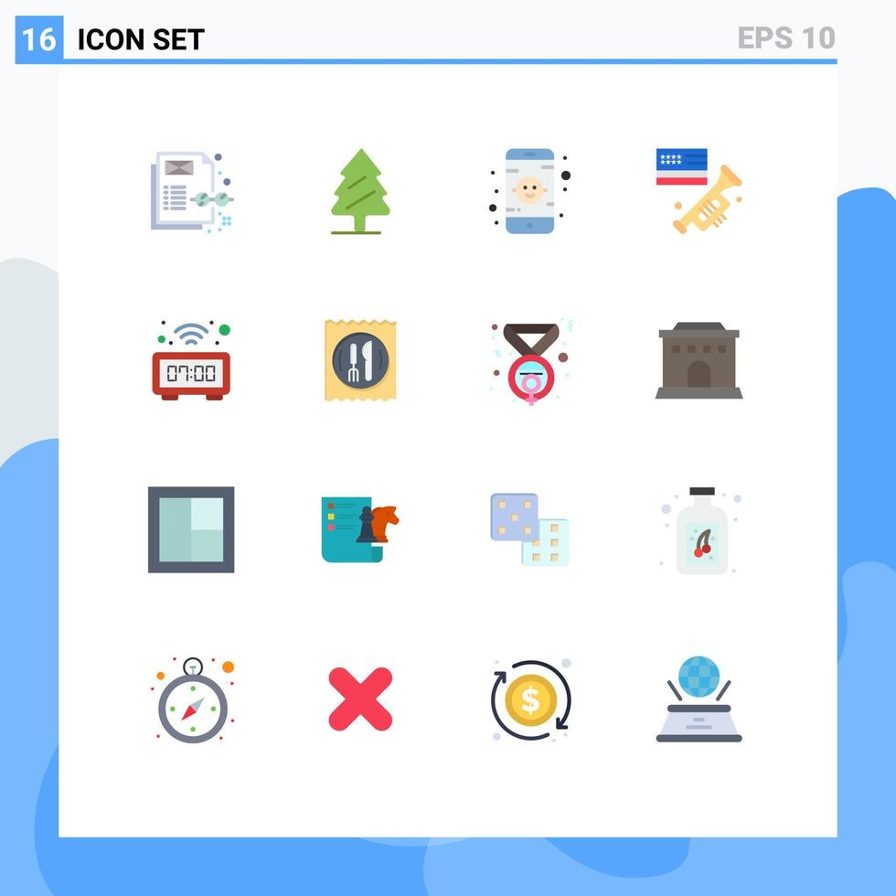 16 flaches Farbpaket der Benutzeroberfläche mit modernen Zeichen und Symbolen der digitalen Monitoruhr der Uhr lobenswertes editierbares Paket kreativer Vektordesignelemente vektor