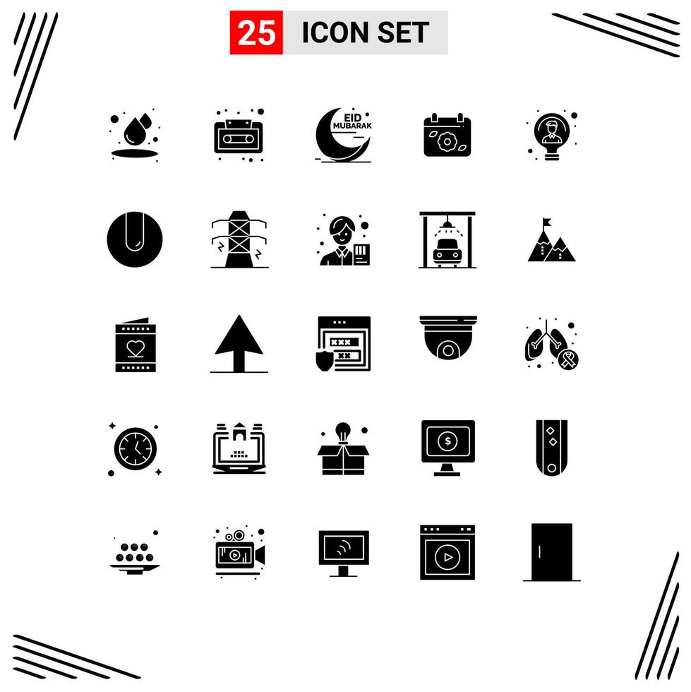 25 användare gränssnitt fast glyf packa av modern tecken och symboler av aning vår mubarak datum kalender redigerbar vektor design element