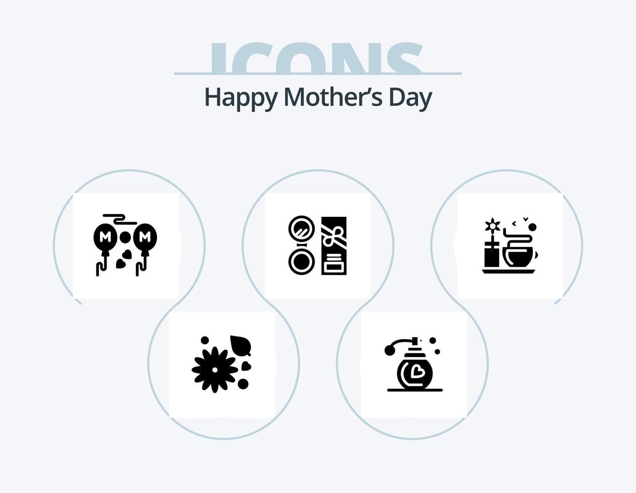 Lycklig mödrar dag glyf ikon packa 5 ikon design. kosmetika . göra upp . smink. kärlek vektor