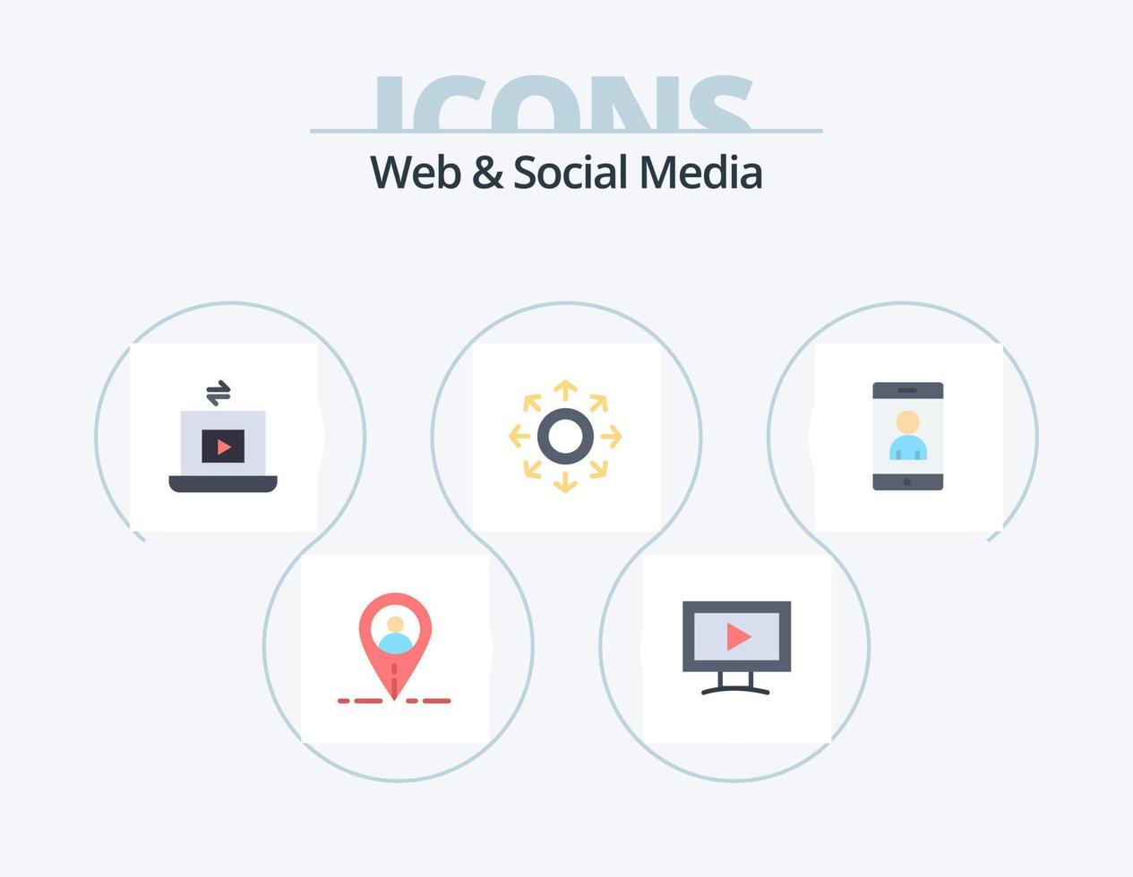 webb och social media platt ikon packa 5 ikon design. användare. mobil. dela med sig. cirkel vektor