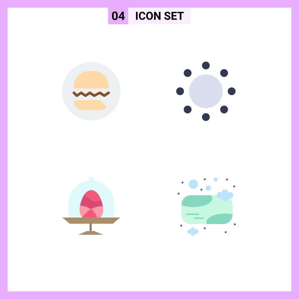 4 universell platt ikoner uppsättning för webb och mobil tillämpningar hamburgare ägg Nej symbolism påsk redigerbar vektor design element