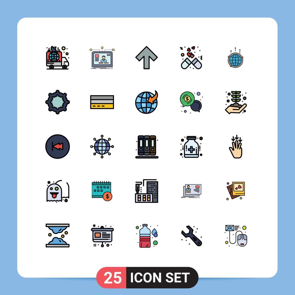 25 universelle, gefüllte Linien-Flachfarben für Web- und mobile Anwendungen Medizin Herzlayout Dosis vorwärts editierbare Vektordesign-Elemente vektor